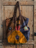 Floral Patchwork Pattern Art Print Linen Tote Bag