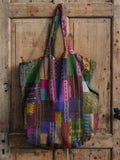 Retro Floral Patchwork Art Print Casual Canvas Tote Bag