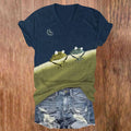 (Limited offer)Simple Frog Color Block Print T-shirt