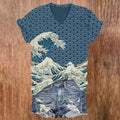 Dashingsoul The Great Wave Off Kanagawa Inspired Japanese Art Print V-neck T-shirt