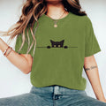 Dashingsoul Women's Casual Black Cat Print Short Sleeve T-shirt