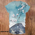 Japanese Ink Painting Flowers Print T-shirt