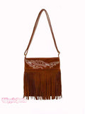 Ethnic Style Suede Crossbody Tassel Bag