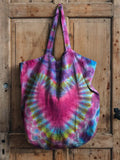 Tie-Dye Heart Pattern Art Printed Linen Tote Bag