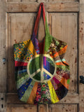 Floral Patchwork Hippie Pattern Art Print Casual Canvas Tote Bag