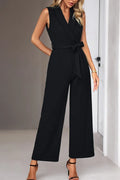 Elegant V-Neck Belted Jumpsuit