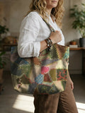 Ethnicity Patchwork Texture Vintage Art Print Linen Tote Bag